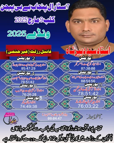 سیون سٹار آل پنجاب بےبی پیجن ون ڈے چیمپین شپ09 مارچ 2025