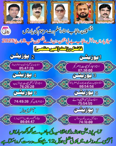 میلہ یاراں دا آل پنجاب بےبی پیجن ون ڈے چیمپین شپ 9 مارچ 2025